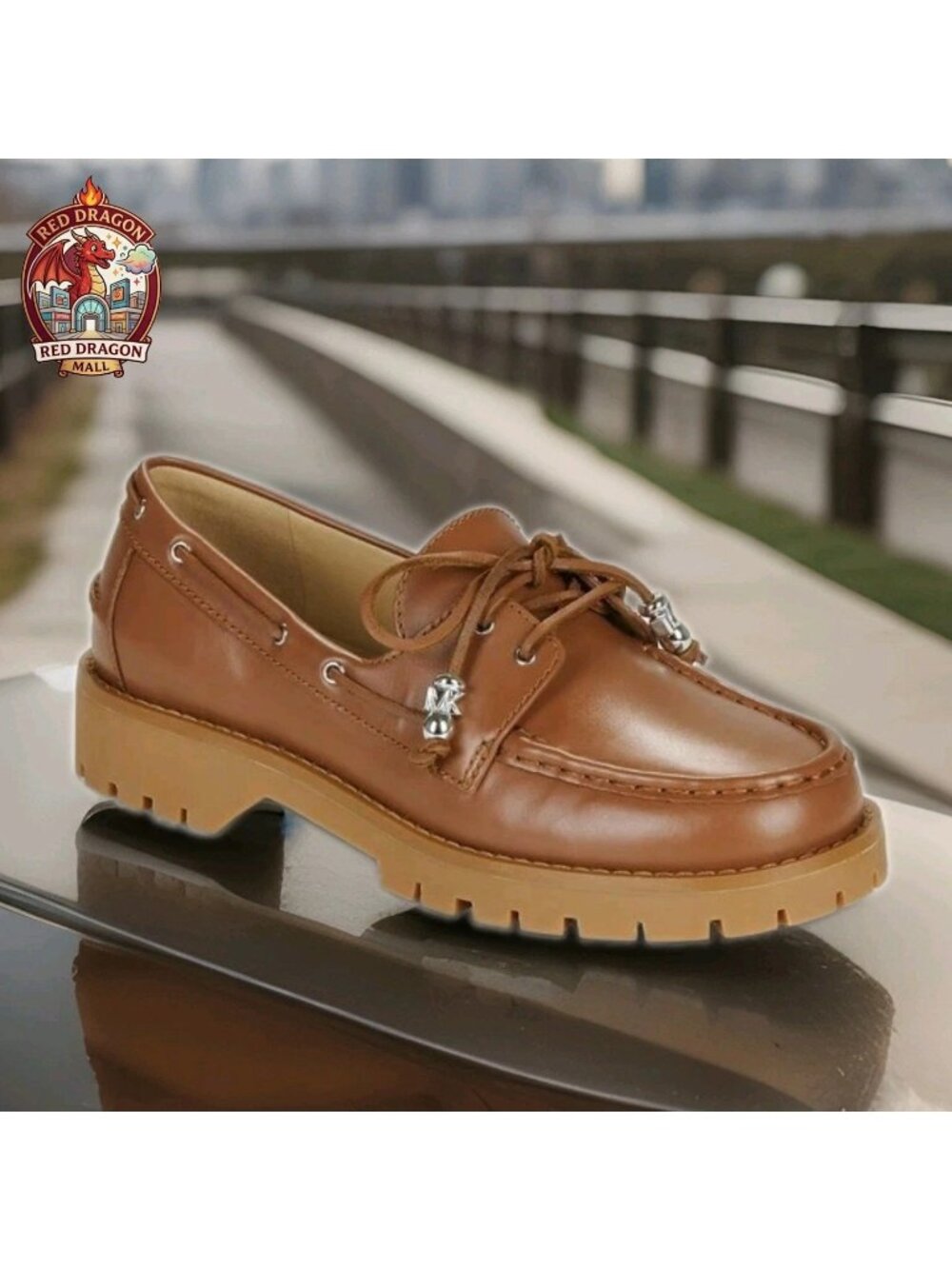 Michael Kors Kenny Leather Loafers Shoes Tan Chunky SG25H - Women's Size 10